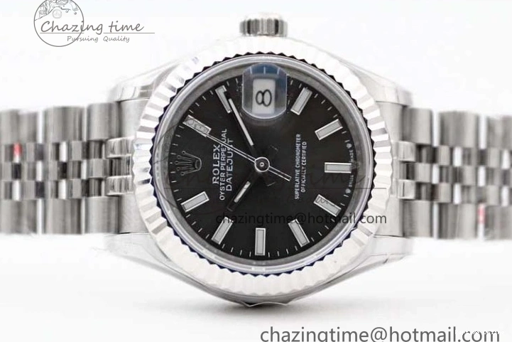 1231 Lady DateJust 28 SS TWF 1:1 Best Edition 904L Steel Black Dial on President Bracelet NH Unisex 2176